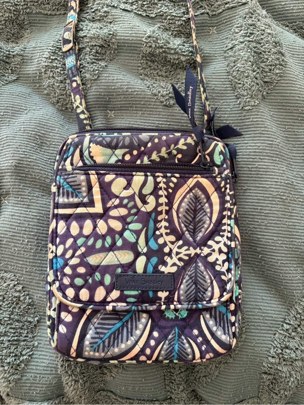 Vera Bradley Navy Purple Teal Floral Quilted Crossbody
